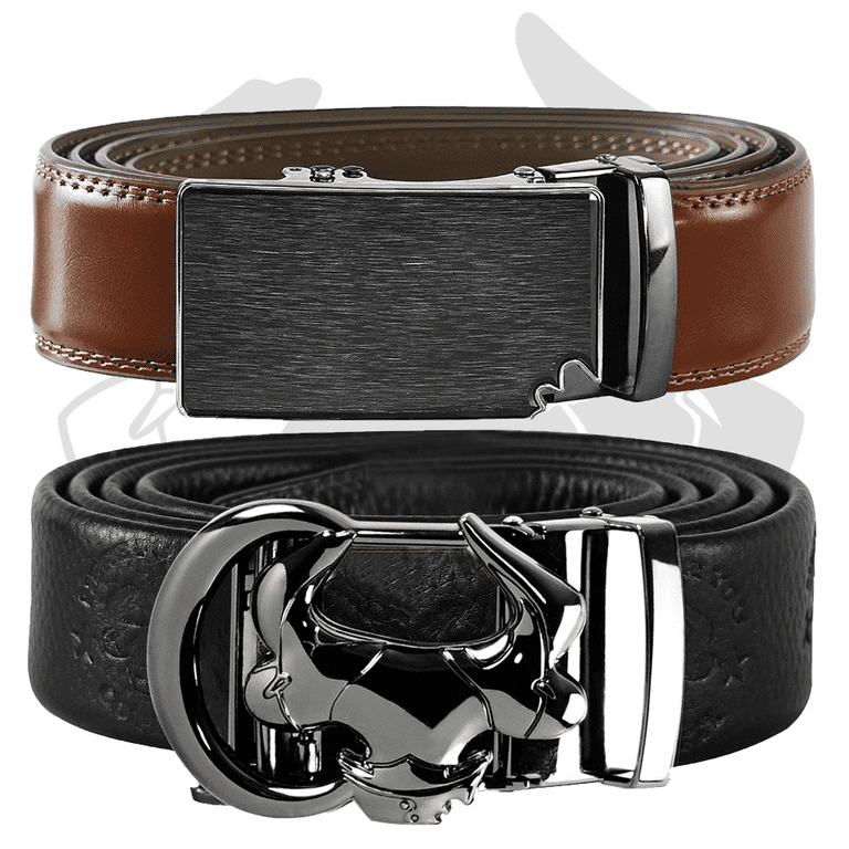 Carbon Black Leather Ratchet Belt & Buckle Set - Tough Apparel