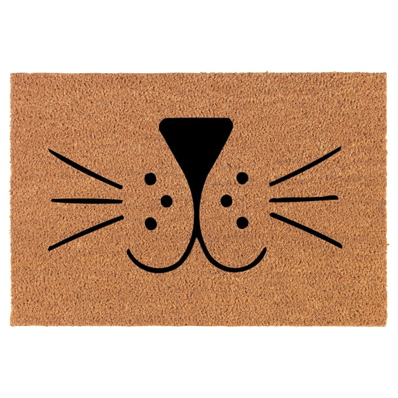 Coir Doormat Front Door Mat New Home Closing Housewarming Gift Cat Face Whiskers (24" x 16" Small)