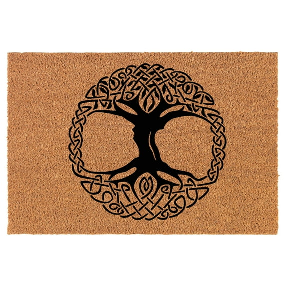 Coir Doormat Front Door Mat New Home Closing Housewarming Gift Celtic Tree of Life Irish (30" x 18" Standard)