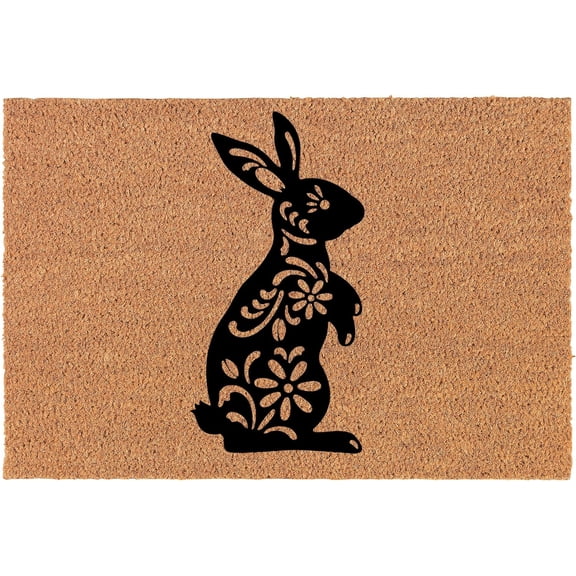 Coir Doormat Front Door Mat New Home Closing Housewarming Gift Fancy Bunny Rabbit (30" x 18" Standard)