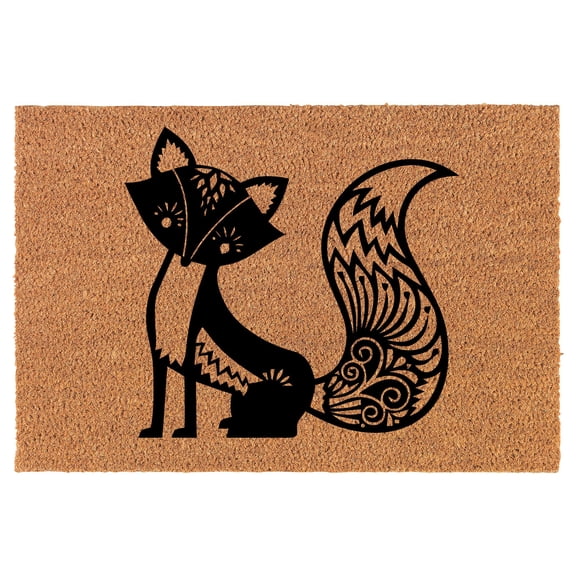 Coir Doormat Front Door Mat New Home Closing Housewarming Gift Fancy Fox (24" x 16" Small)