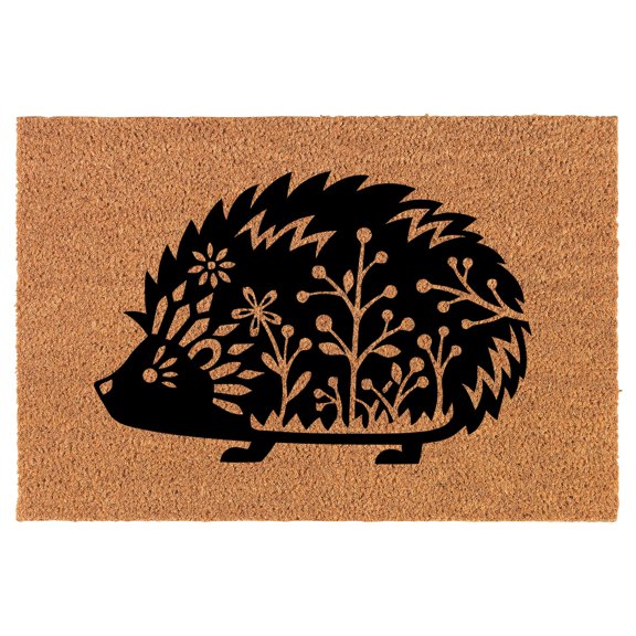 Coir Doormat Front Door Mat New Home Closing Housewarming Gift Fancy Hedgehog (24" x 16" Small)
