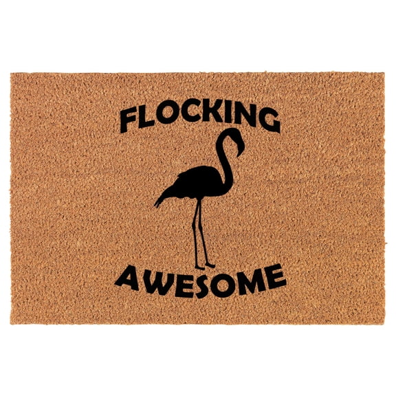 Coir Doormat Front Door Mat New Home Closing Housewarming Gift Flocking Awesome Flamingo Funny (24" x 16" Small)