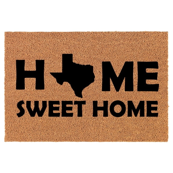 Coir Doormat Front Door Mat New Home Closing Housewarming Gift Home Sweet Home Texas (24" x 16" Small)