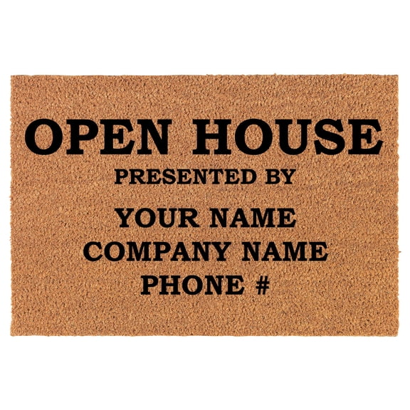 Coir Doormat Front Door Mat New Home Closing Housewarming Gift Open House Presented by Realtor Real Estate Agent Broker (30" x 18" Standard)
