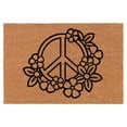 thumbnail image 1 of Coir Doormat Front Door Mat New Home Closing Housewarming Gift Peace Sign with Flowers (24" x 16" Small), 1 of 1