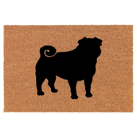 Coir Doormat Front Door Mat New Home Closing Housewarming Gift Pug (30" x 18" Standard)