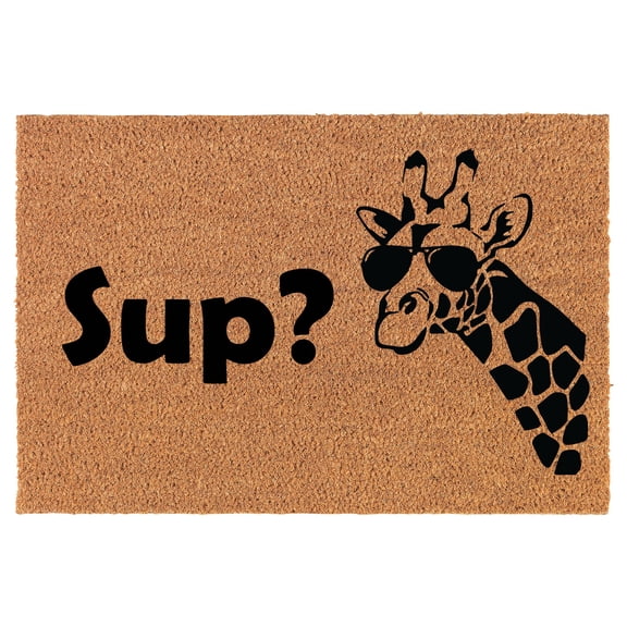 Coir Doormat Front Door Mat New Home Closing Housewarming Gift Sup Giraffe Funny (24" x 16" Small)