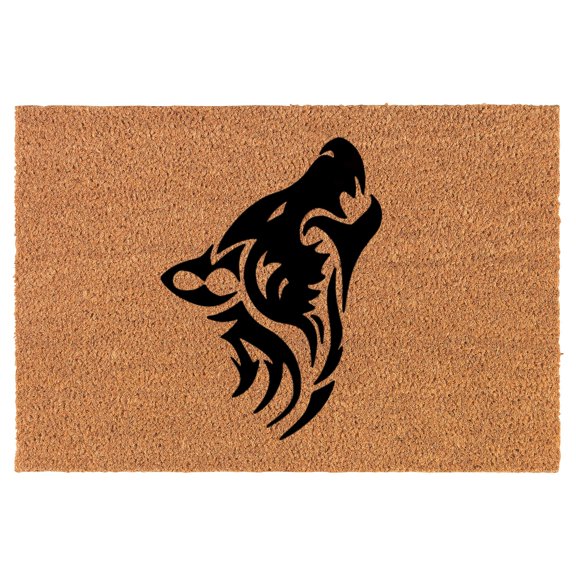 Coir Doormat Front Door Mat New Home Closing Housewarming Gift Tribal Wolf (30" x 18" Standard)