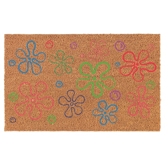 Coir Doormat Front Door Mat New Home Closing Housewarming Gift Under The Sea Flowers and Bubbles (24" x 16" Small)