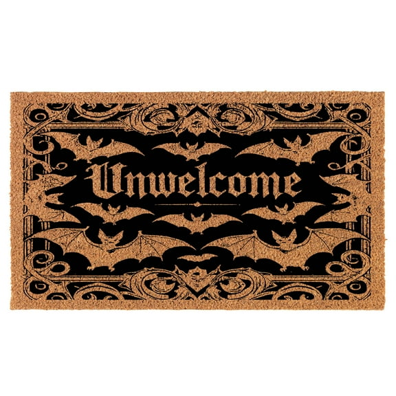 Coir Doormat Front Door Mat New Home Closing Housewarming Gift Unwelcome Bat Full Bats Halloween (30" x 18" Standard)
