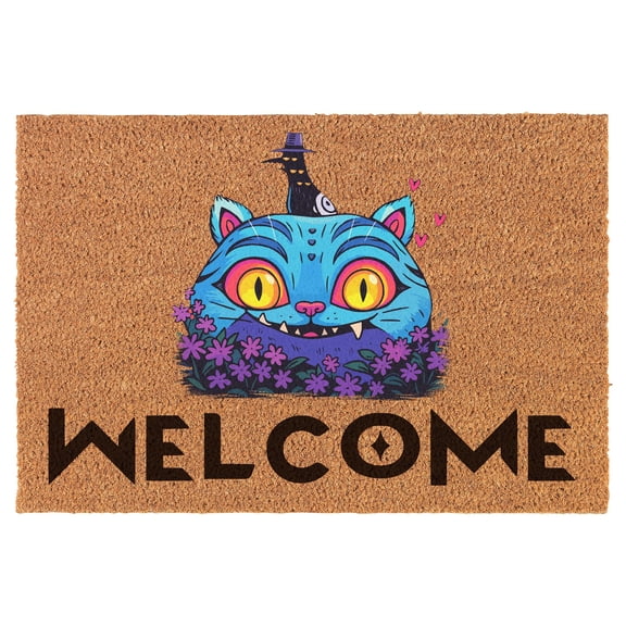 Coir Doormat Front Door Mat New Home Closing Housewarming Gift Welcome Anime Tiger White (24" x 16" Small)