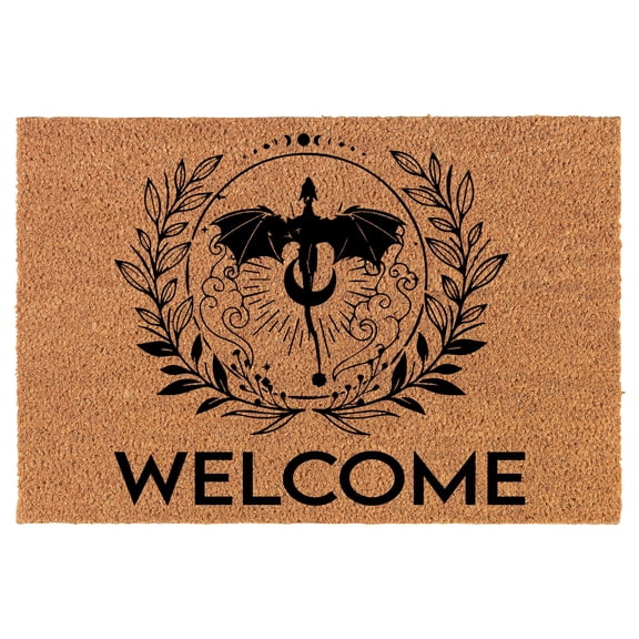 Coir Doormat Front Door Mat New Home Closing Housewarming Gift Welcome Dragon (30" x 18" Standard)
