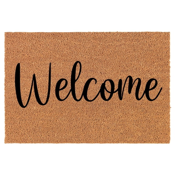 Coir Doormat Front Door Mat New Home Closing Housewarming Gift Welcome Fancy (24" x 16" Small)