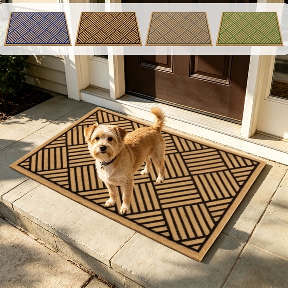 Coir Doormat with Heavy Duty Rubber Backing, Non-Slide Entrance Mat, Eco Friendly High Quality Cocoa Fiber Mat, Dirt Trapping Front Door Mat for High Traffic Areas, Green