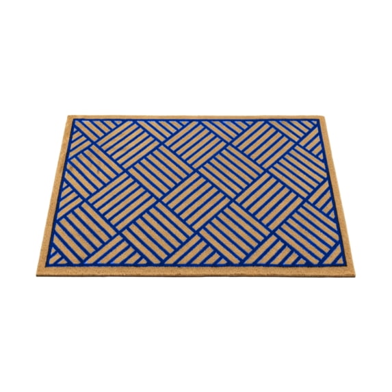 Coir Doormat with Heavy Duty Rubber Backing Non Slip Entrance Mat for High Traffic Areas Eco Friendly Cocoa Fiber Durable Weather Resistant Ideal for Front Door Mudroom Use,Blue