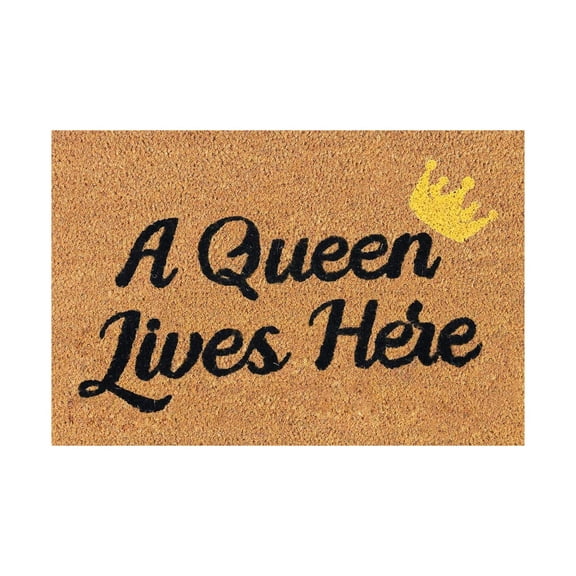 Coir Doormat Outdoor Funny Front Door Mat Outside Entrance Door Rug Inside Low-Profile Non-Slip Front Welcome Mat Doormat for Entryway Outside Yard Home Decoration, 16x24 Inch A Queen Lives Here