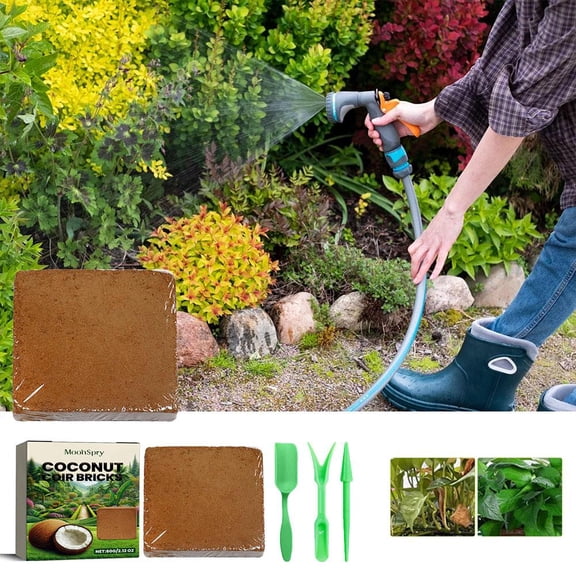 Coir Fiber Compressed Brick 10x10x1cm Potting Soil Medium for Plants, Organic Eco-Friendly Gardening Substrate for Indoor & Outdoor Use