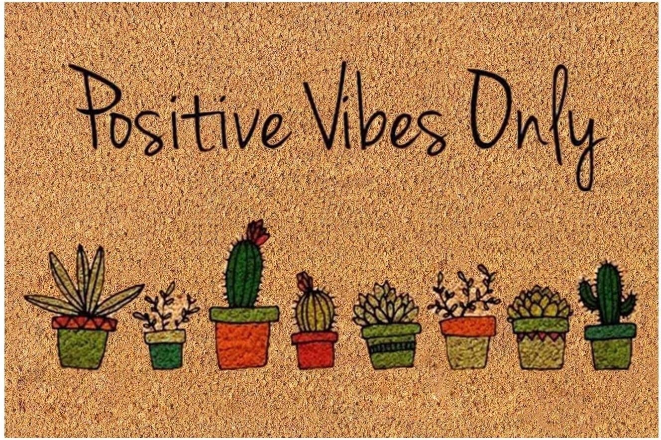 Coir Mat Door Mat Outdoor Mat for Entryway Outside Yard Home Decoration Door Mat - Novelty Designs Welcome Doormats Warehouse Coco Coir Outdoor Mat for Indoor Outdoor Postive Vibes 14x26