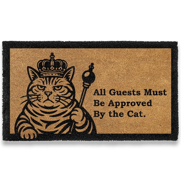 Coir Welcome Mat - All Guests must be Approved by the Cat 30x17 Inch