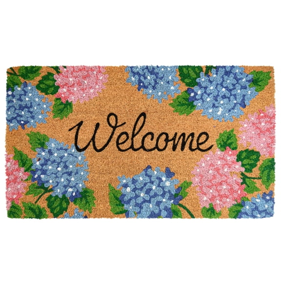 Coir Welcome Mat -Hydrangea Welcome 30x17 Inch