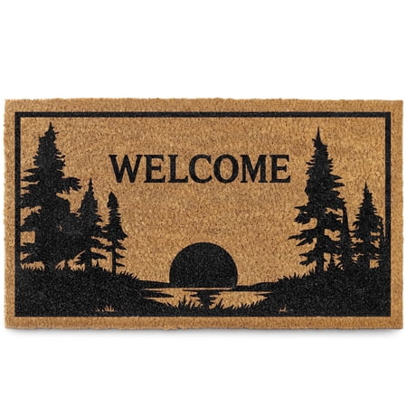 MAINEVENT Lake House Coir Doormat 30x17 Inch, Cabin Outdoor Welcome Mat for Outside