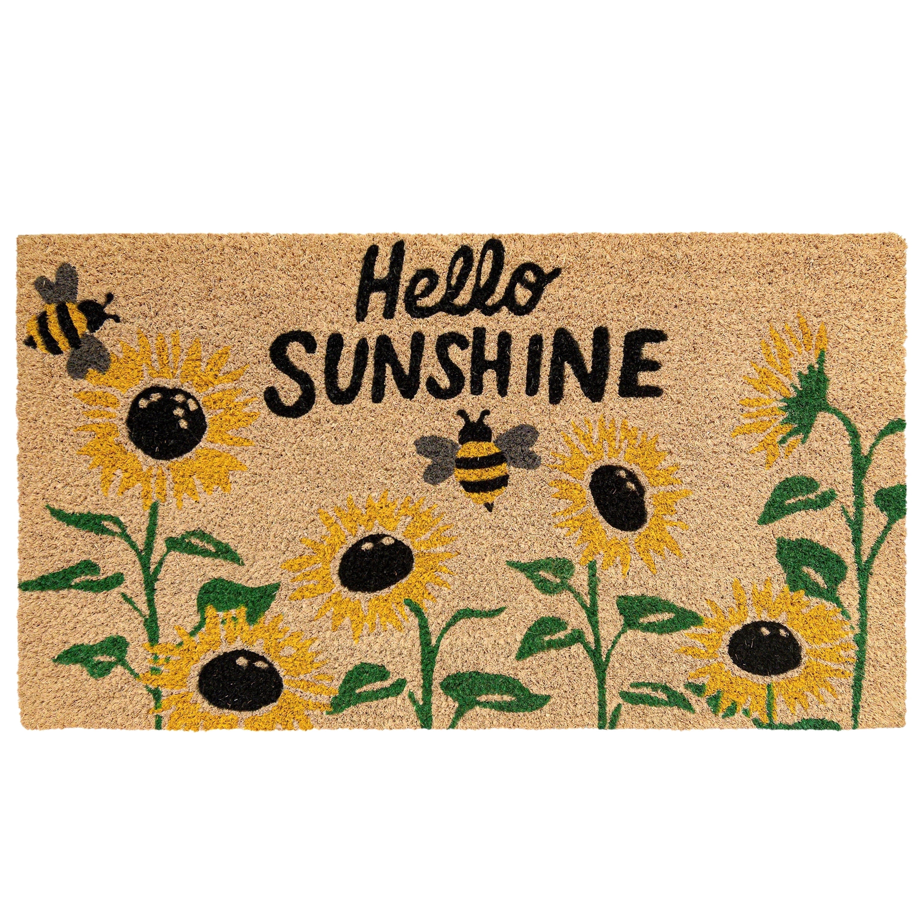 MAINEVENT Sunflower Coir Doormat 30x17 Inch, Sunshine Outdoor Welcome Mat for Outside