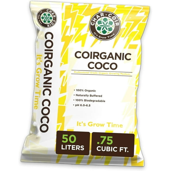 Coirganic Coco, Loose Fill 100% Organic Coco Coir, Naturally Buffered, pH Stable, Low EC, Biodegradable, for Hydroponics, Flowers, Vegetables, Herbs and More, 50 Liters, 1.75 Cu Ft