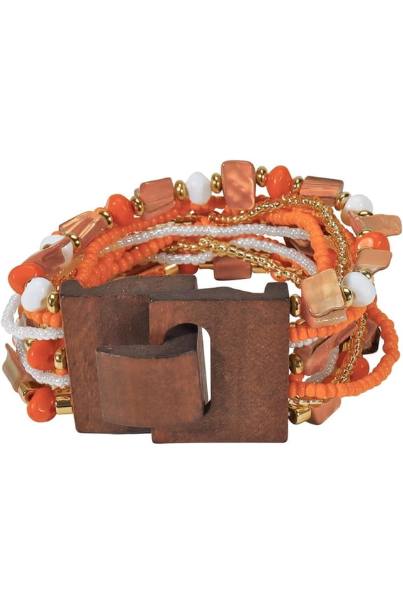 Boho Bangle Bracelets for Women Wooden Beaded Bracelets Chunky Bohemian Beach Bracelets Jewelry for Women