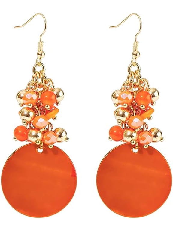 Crystal Shell Dangle Earrings for Women Colorful Boho Handmade Cluster Bead Earrings Jewelry Gift for Women