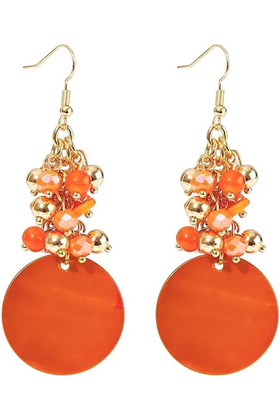 Crystal Shell Dangle Earrings for Women Colorful Boho Handmade Cluster Bead Earrings Jewelry Gift for Women