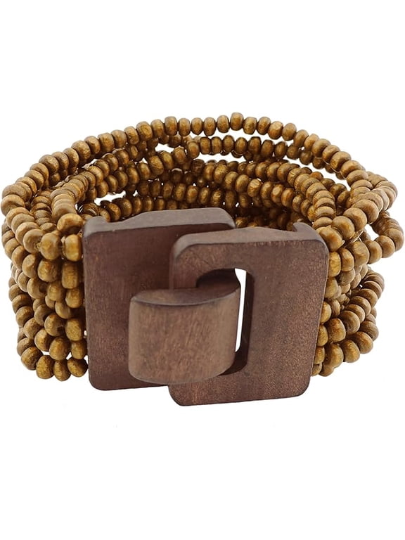 Multi Layers Beaded Wide Bangle Strand Bracelet for Women