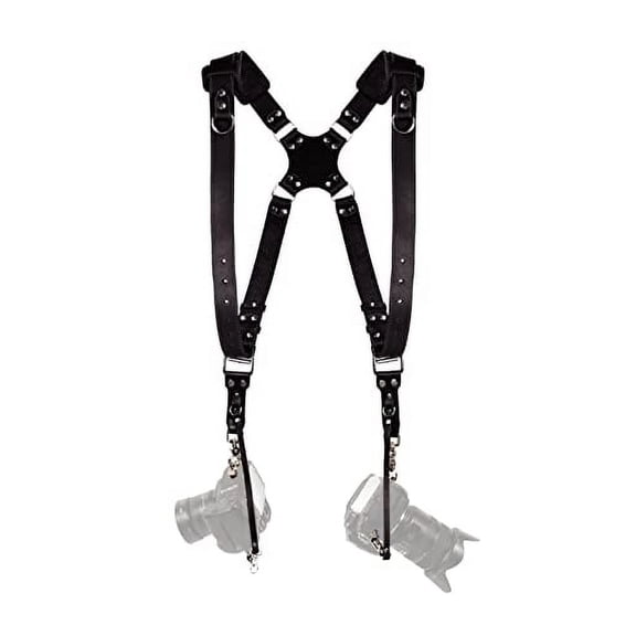 Coiro Camera Harness for 2 Cameras – Dual Shoulder Leather Camera Strap – Double Camera Harness for DSLR/SLR