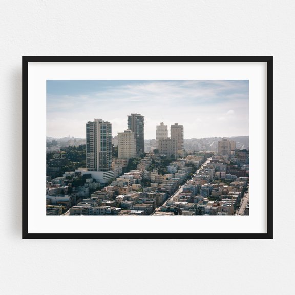 From Coit Tower, San Francisco 03 - San Francisco California Photography Cityscape Skyline Architecture Modern Art Travel Poster Scenic Black Framed Wall Art Print 5 x 7 inches