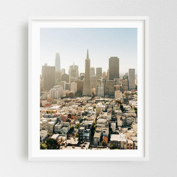 Coit Tower View 01 - San Francisco California Photography White Framed Wall Art Print 16 x 20 inches