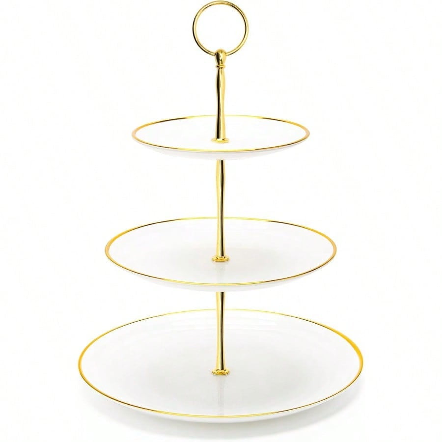 Coitak 3 Tier Cupcake Stand Plastic Tiered Serving Stand Dert Tower Tray for Tea Party Shower and Wedding Roundgold edge