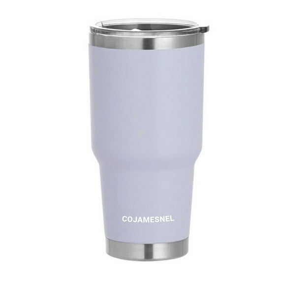 Cojamesnel Stainless Steel Tumbler with Lid and Straw - Double Wall Vacuum Insulated Travel Mug Powder Coated Coffee Cup for Hot & Cold Drinks, White - 30oz