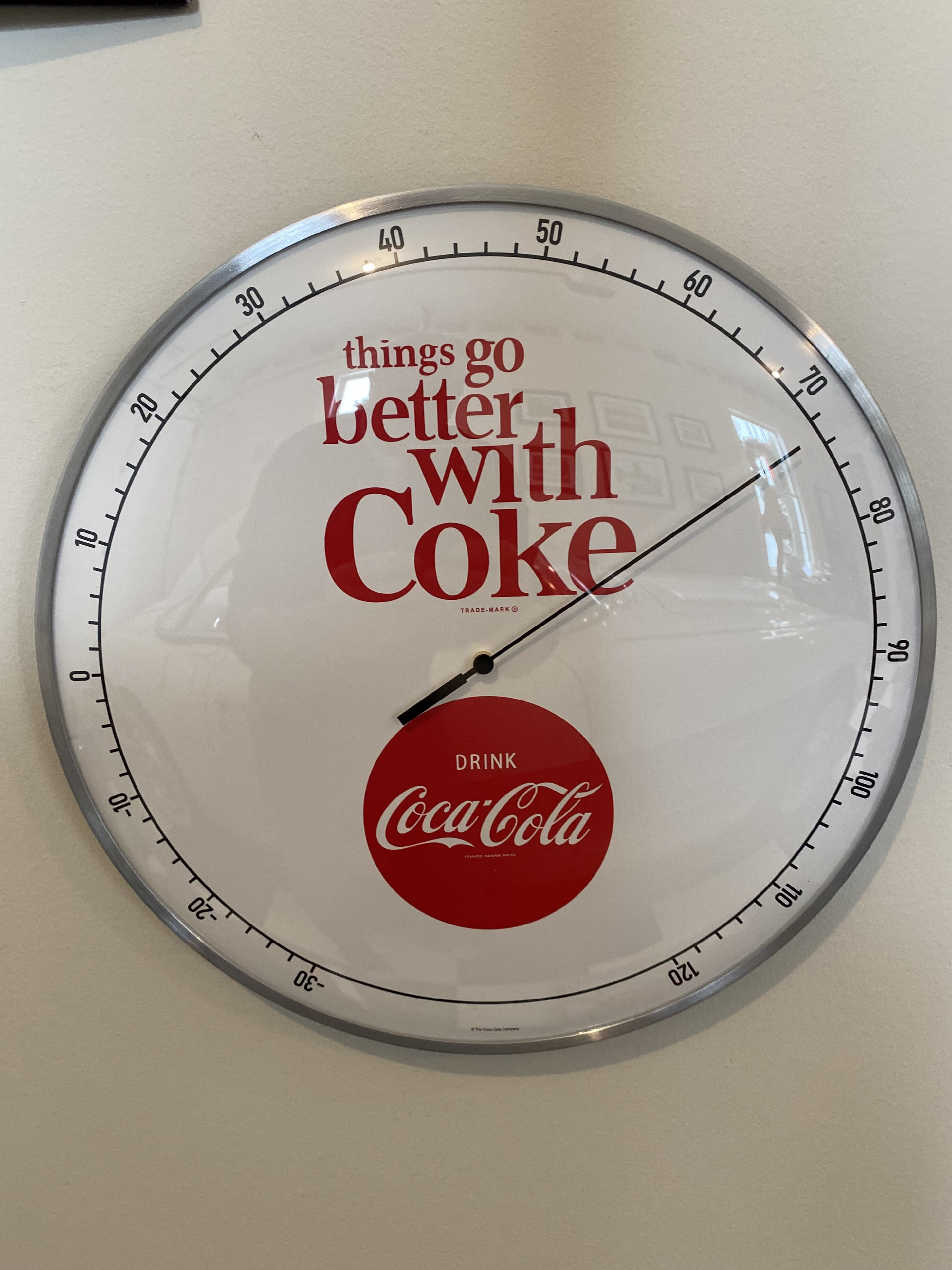 Coke Cola White Vintage style Round Thermometer 12