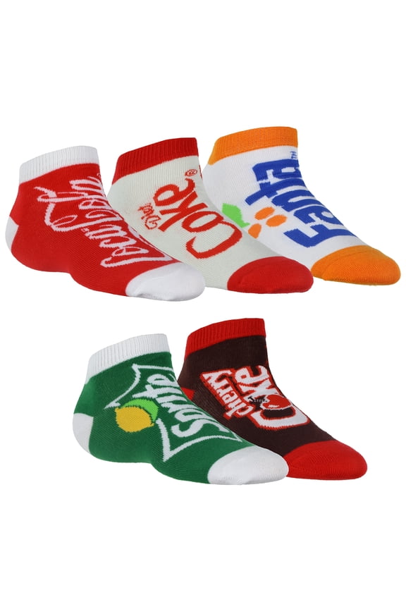 Coke Family Women's Soda Pop Mix and Match No Show Low Cut Ankle Socks 5 Pairs