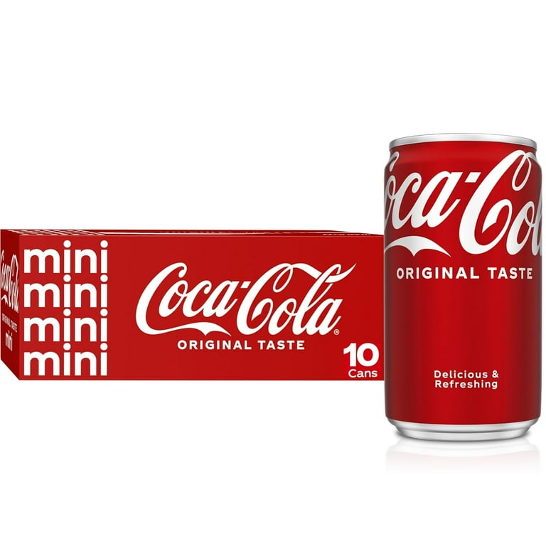 Coke Mini-Can 7.5oz, 10 Pack, Refreshing Soft Drink, Serve Chilled
