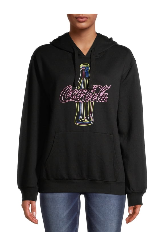 Coke Neon Juniors Graphic LS Hoodie Pullover Fleece
