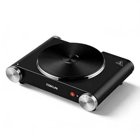 Coklai 1500W Electric Hot Plate for Cooking Portable Single Burner Heat-up in Seconds Adjustable Temperature Control Stainless Steel Black, 2026 Version