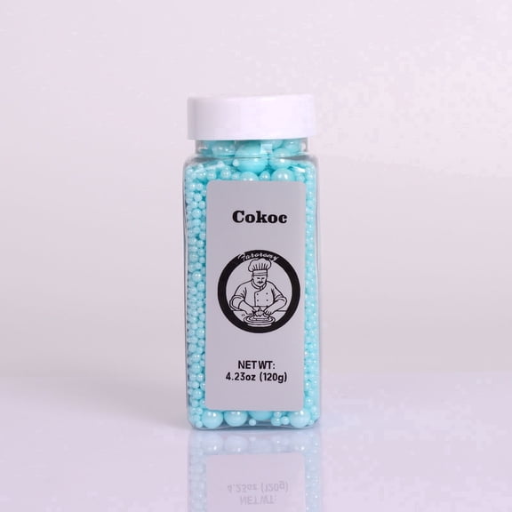 COKOC Blue Pearl Sprinkles, Edible Sugar Pearls for Cake Decorating, Cupcake, Cookie Ice Cream Toppings, Dessert Decorations for Parties Holidays, 4.23 oz