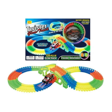 Cokos Racetrack Glow Track 128-Piece Toy Set with LED Lights for Kids