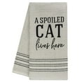 thumbnail image 1 of Col House Designs 29421 Tan Cotton Waffle Weave Dish Towel, Spoiled Cat Lives Here, 28 x 20 Inches, 1 of 1