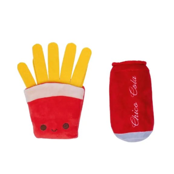 Cola & Fries Plush Dog Toy Gift Set with Squeaker & Crinkle Paper
