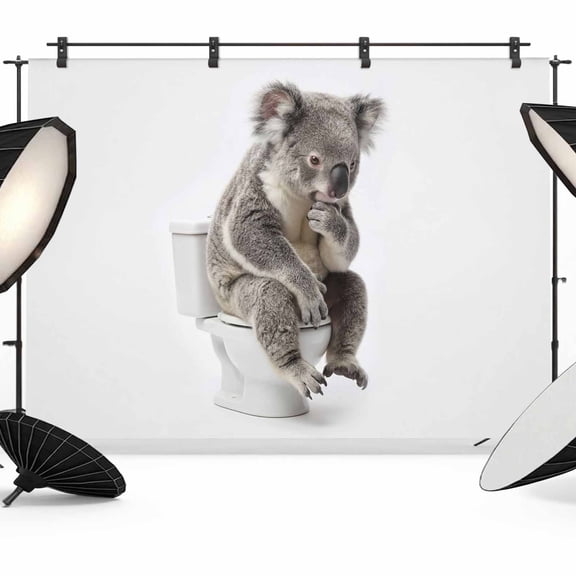 Cola Sitting on The Toilet Thinking Photography Backdrop 12x8FT, Abstract Funny Animal Photo Backdrops, Background for Photography Studio Photo Studio Background, Back Drop for Photoshoot