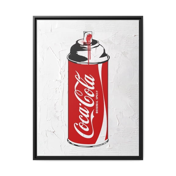 Cola Spray Paint Can Framed Canvas Wall Art - Pop Art