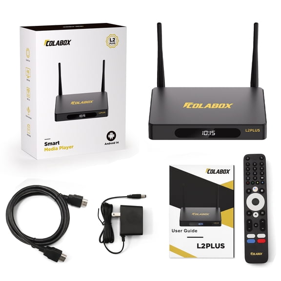 Colabox L2 PLUS The Ultimate 2026 Streaming Media Player with 4GB RAM, 64GB ROM, Android 14.0, 4K Ultra HD, Wi-Fi 6, and Voice Remote