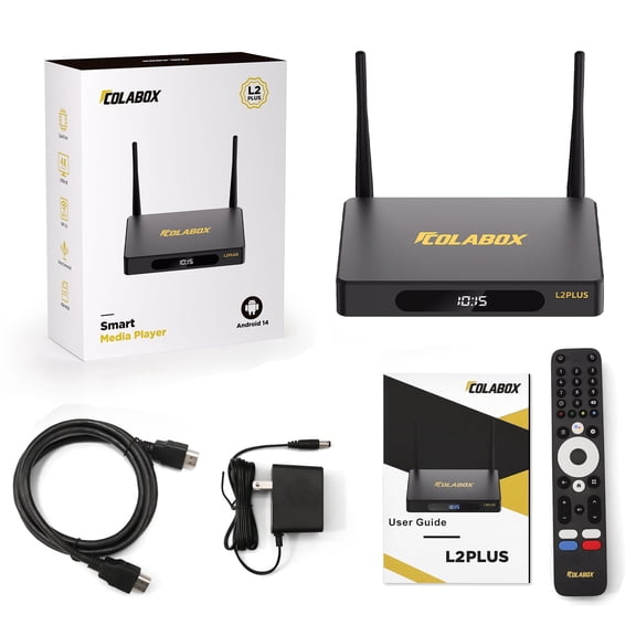 Colabox L2 PLUS The Ultimate 2026 Streaming Media Player with 4GB RAM, 64GB ROM, Android 14.0, 4K Ultra HD, Wi-Fi 6, and Voice Remote